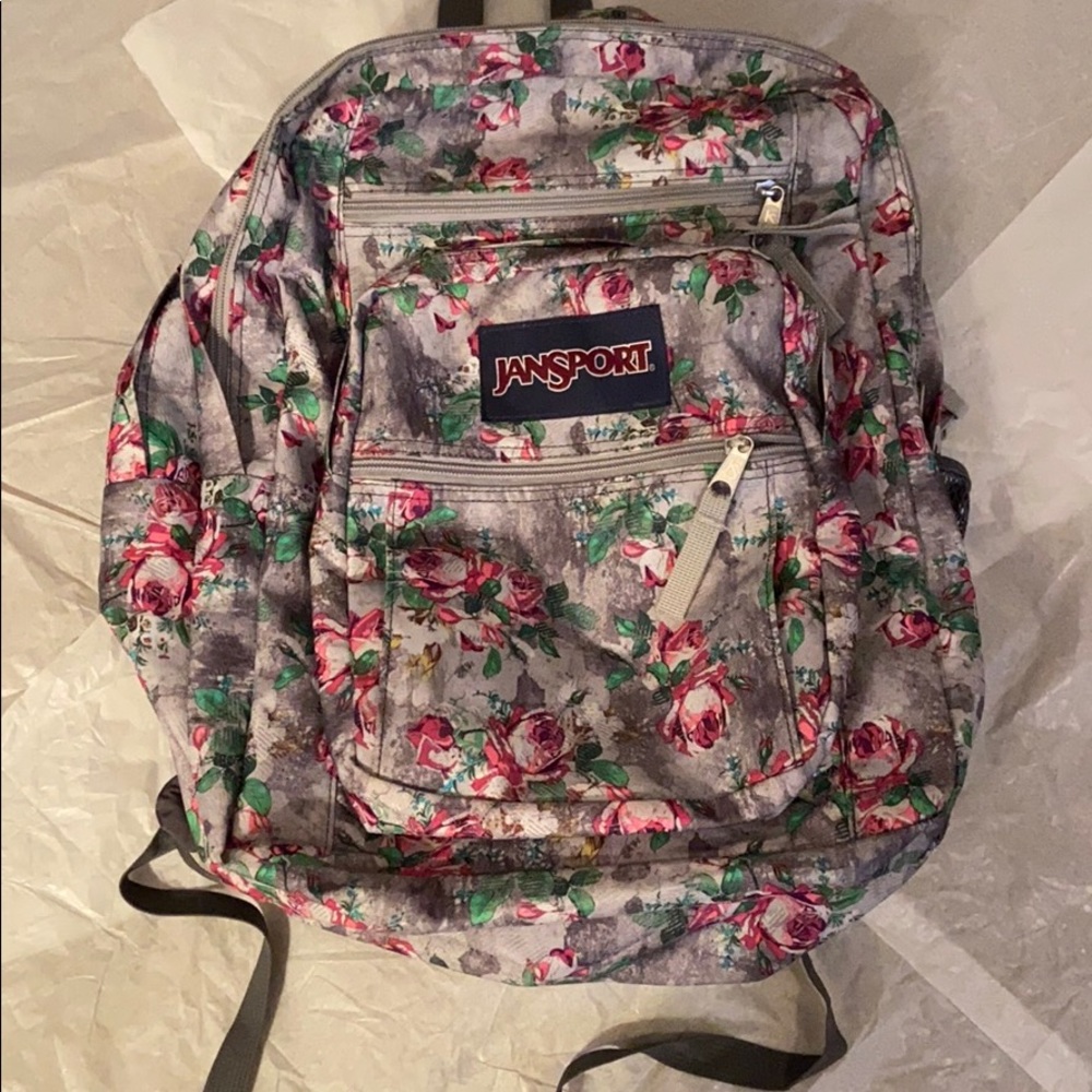 Jansport Big Student Backpack with Rose Pattern